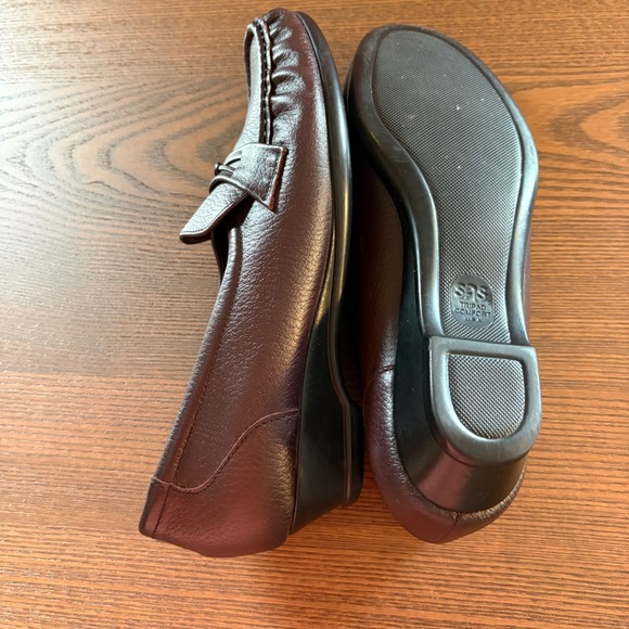 SAS Tripad Comfort Loafers Womens 8.5 M Burgundy Leather Wedge Slip On Shoes USA - Picture 8 of 9